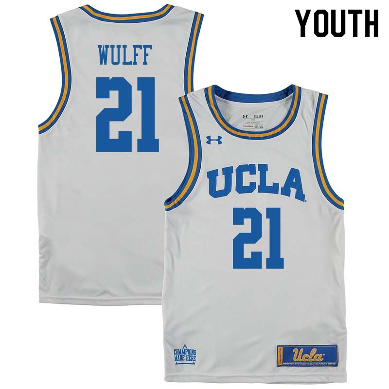 Youth #21 Alec Wulff UCLA Bruins College Basketball Jerseys Sale-White